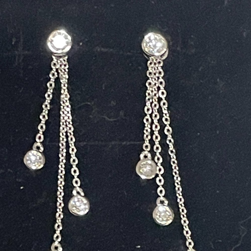 MOISSANITE  2" EARRINGS 925 SILVER 2 WEAR OPTIONS ( PICS) GORGEOUS W/GEM REPORT